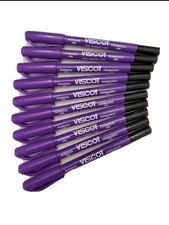 10 dual-tip markers: purple skin-safe + black permanent ink. New, bulk deal.