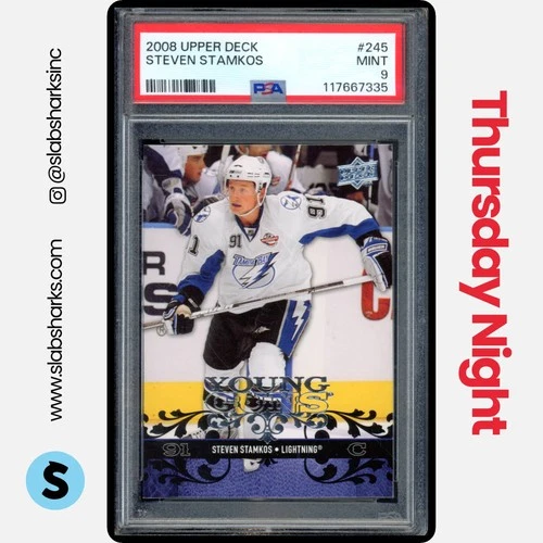2008 UPPER DECK #245 STEVEN STAMKOS YOUNG GUNS RC ROOKIE PSA 9