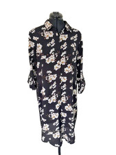 Love Sunshine Floral Shirt Dress Black Size 12 Long Sleeves Casual Wear