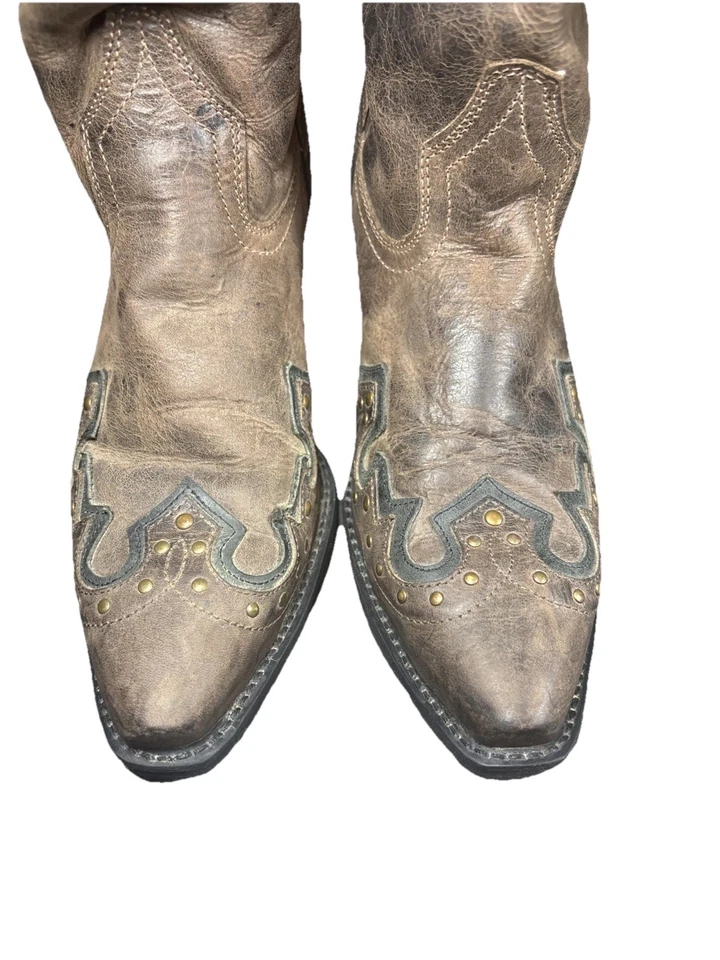 Botas vaqueras occidentales Laredo Dan Post Made para mujer marrón talla 7m 52036 punta corta Foto 3 de 4