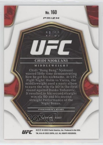Panini Select UFC Premier Level Gold Prizm 2023/10 Chidi Njokuani Rookie RC - Imagen 2 de 3