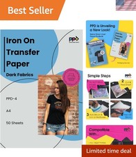 50 Sheets 8.5x11" - Inkjet Iron-on Heat Transfer Vinyl Paper for Black Dark...