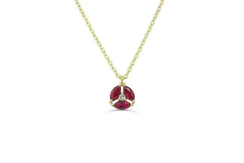 0.7ct Natural Ruby & Diamond Cluster Pendant Real 14k Solid Yellow Gold NO CHAIN - Image 4 of 4