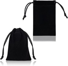 50 Pcs Velvet Jewelry Gift Bags Drawstring Pouches 3x4 Inch Black Party Favors