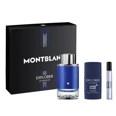 MONTBLANC Explorer Ultra Blue by 3 Piece Set Men EDP 3.3 & 0.25 FL OZ Deodorant