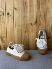 Loewe Anagram Flat White Canvas Leather Sneakers Gum Sole EU 37 UK 4 US 7