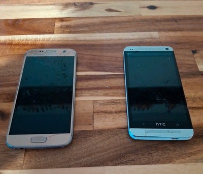 Lot Of 2 Samsung Galaxy S7 and HTC One T-Mobile For Parts/Repair Powers On