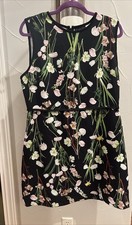 Victoria Beckham For Target Knee Length English Floral Dress Sheath Black Sz XL