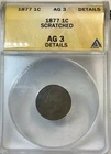1877 Indian Head Cent 1c Penny ANACS AG3 Details  Key Date