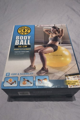 #ad Gold#x27;s Gym Body Ball 55 cm Yellow Exercise Ball with Pump amp; Exercise Chart $12.50