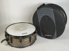 Peace 14" Snare Drum Black and Gold Animal Skin 10 Lug With Roadrunner Gig Bag