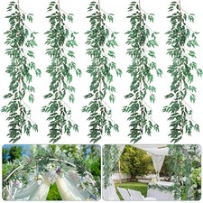 5 Pack 6 ft Artificial Greenery Garland for Table, Faux Willow Leaf Garland f...