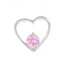 Pink CZ Heart Pendant - 925 Sterling Silver Women's Cubic Zirconia Solitaire