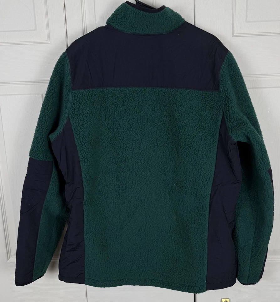 LL Bean  Mountain Classic Fleece Jacket Mens XL Tall Green Black Sherpa Full Zip - Image 3 of 4