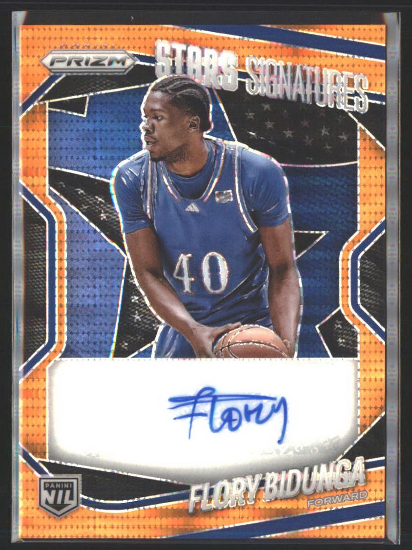 2025-26 Panini Prizm Flory Bidunga Prizm Stars Signatures Orange Pulsar #/99 AU