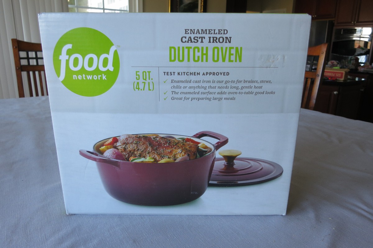 Food Network Enameled Cast Iron Dutch Oven With Lid, L), Red - Main Image