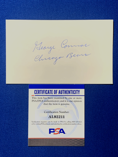 GEORGE CONNER HOF SIGNED 3x5 INDEX CARD CHICAGO BEARS PSA DNA - Picture 3 of 3