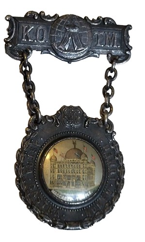 1880s Knights of the Maccabees Medal Fraternal Order Celluloid Maccabee Temple