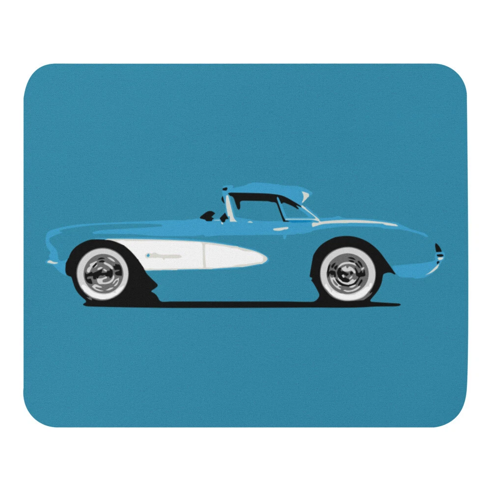Tapis de souris ancien cadeau voiture de collection bleu océan 1957 vette C1