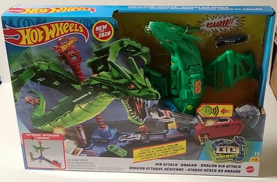 Hot Wheels Air Attack Dragon Playset City vs Robo Beasts Mattel RARE