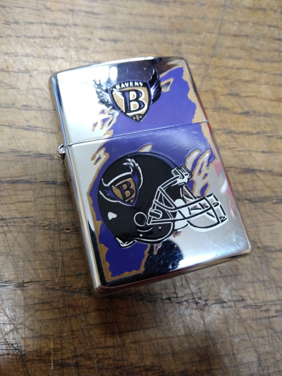 Vtg 1997 Unfired Baltimore Ravens Zippo Cigarette Lighter Broken