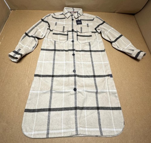 Authentic The Normal Brand Womens Toni Duster Jacket in Cream Plaid & Brown - Picture 6 of 20