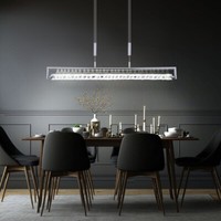 HäNgeleuchte Pendellampe Wohnzimmerleuchte KüChenlampe Glas Silber Led H 160 Cm