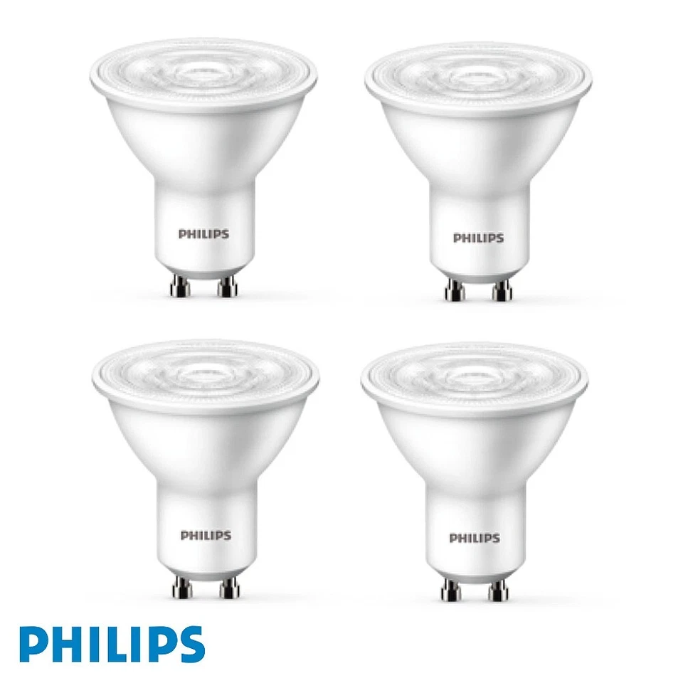 Philips 4.7W GU10 LED Spotlight Warm White 2700K Non-Dim 4 Pack Energy Saving - Image 2 of 4