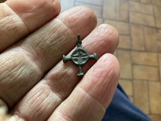 Medieval Copper Alloy Cross.Metal Detecting Finds.