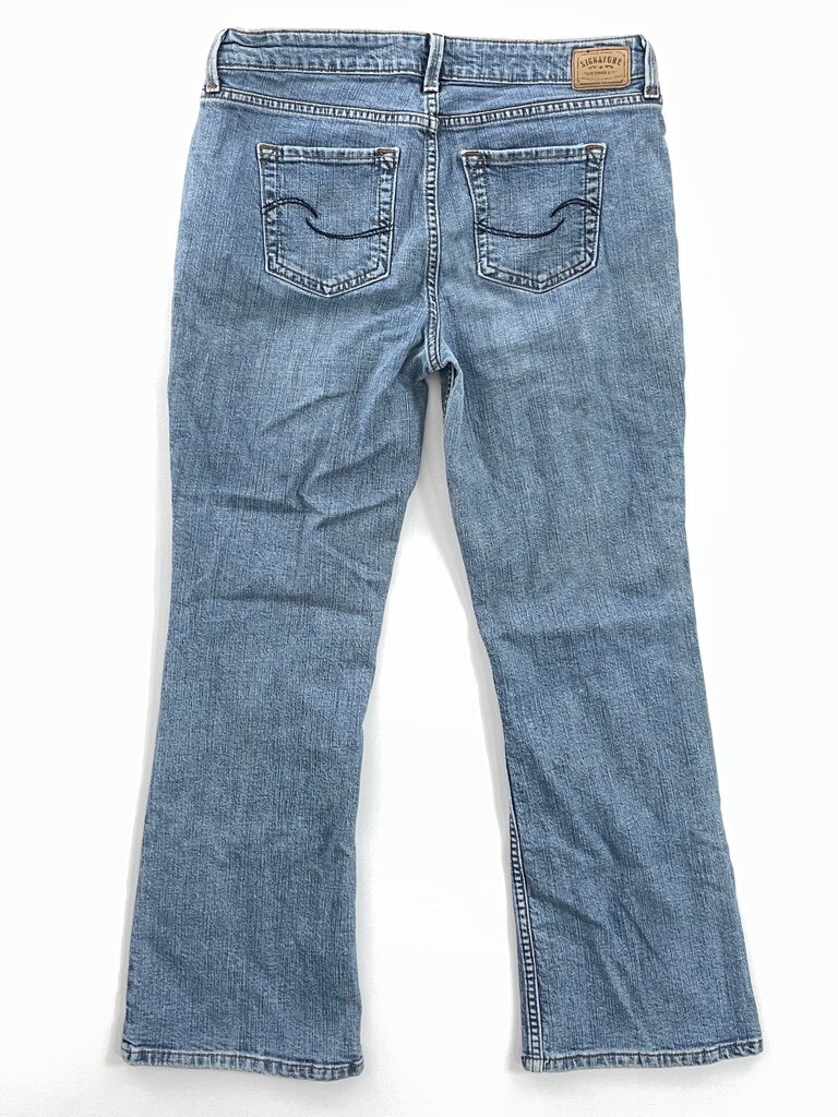 Signature By Levis Womens Boot Cut Jeans Blue Low Rise Stretch Pockets 10 Short image 4