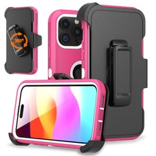For iPhone 15 14 13 Pro Max 12 Rugged Shockproof Heavy Duty Stand Case/Belt Clip