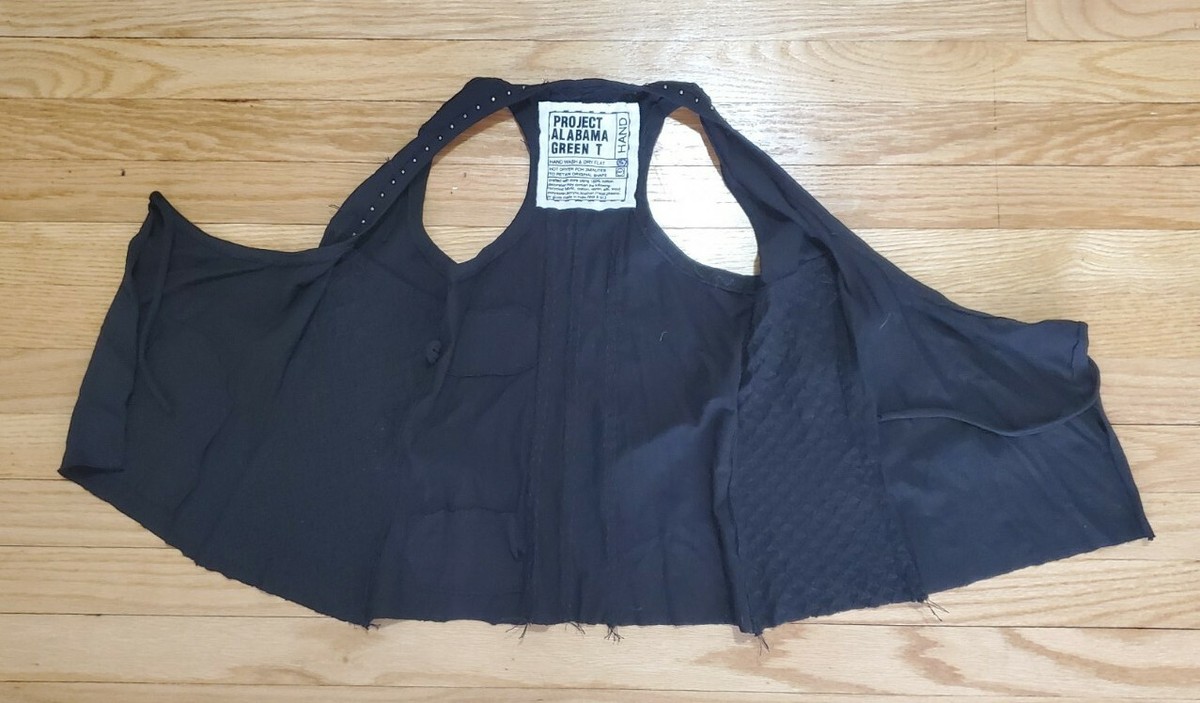 Project Alabama Green T Handmade Black Top With Brass Tone 