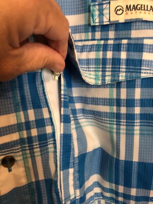 Chemise Magellan Outdoors Pêche - Taille 2XL, Grise, Manches Courtes, Coupe Classique Homme