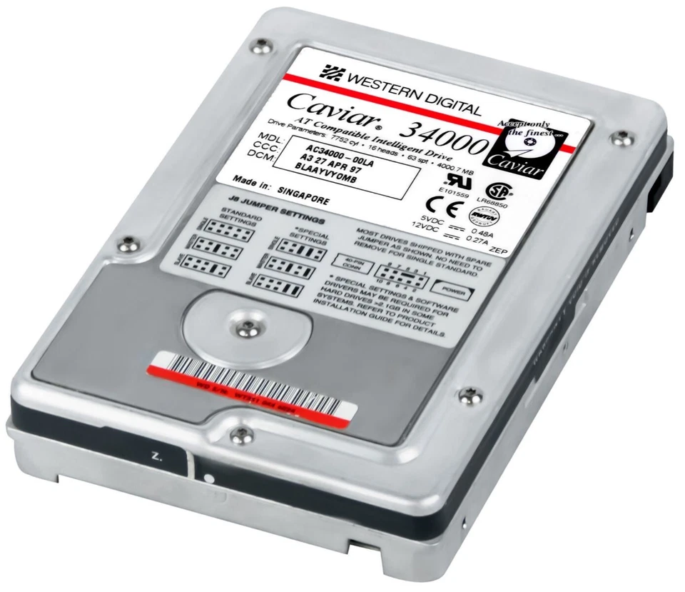 Hard Drive WD Caviar 34000 AC34000-00LA 4GB 5200U/Min 256KB Ide Ata 3.5 " Inch - Image 3 of 3