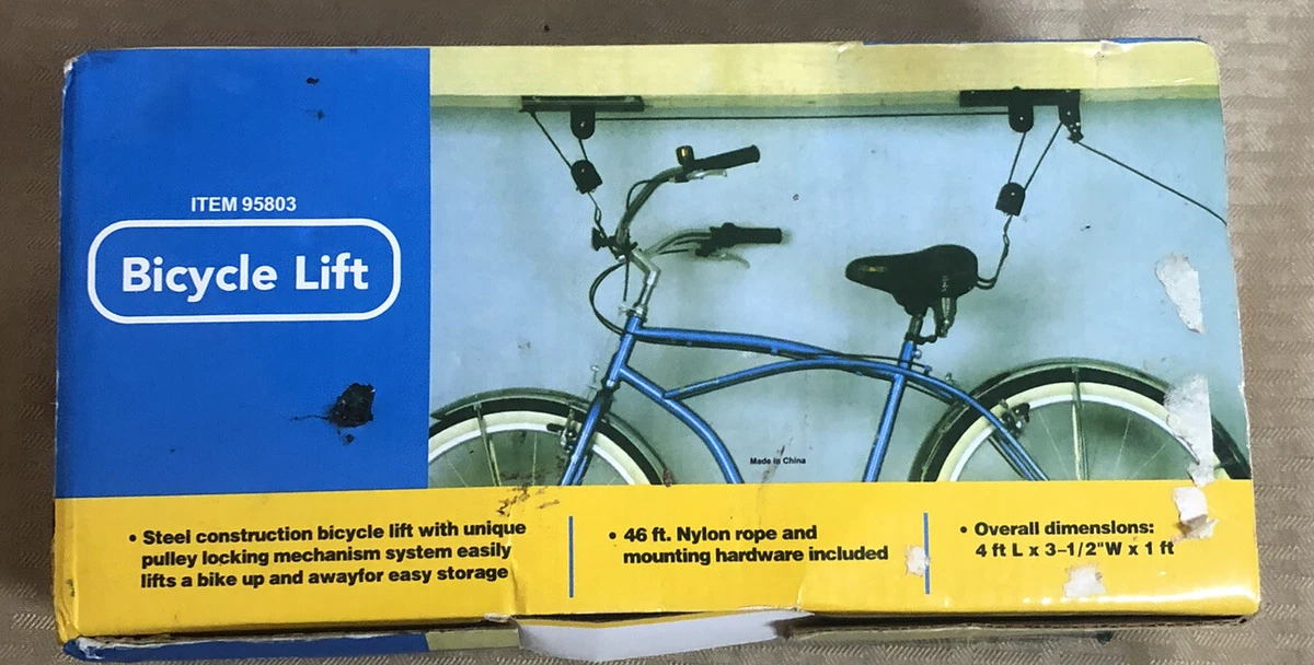 Bike lift 95803 bicycle storage system pulleys rope garage ceiling holder NEW