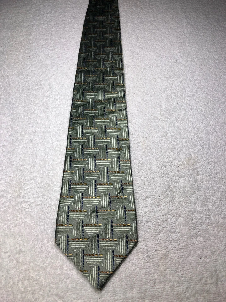 CORBATA XMI PLATINO HOMBRE VERDE CON DORADO AZUL 4 X 61 Foto 2 de 4