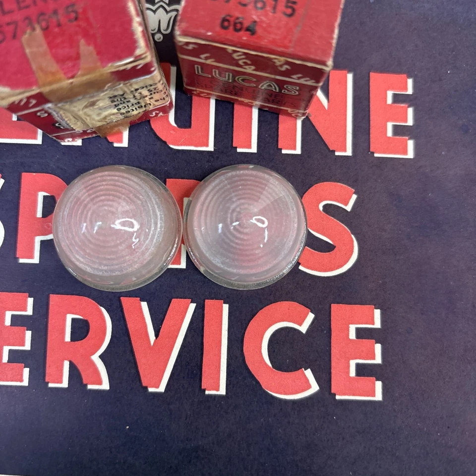 Par de lentes de estacionamiento Lucas Morgan +4 4/4 Lotus MK VIII IX Rover 60 75 90 NOS Foto 2 de 4