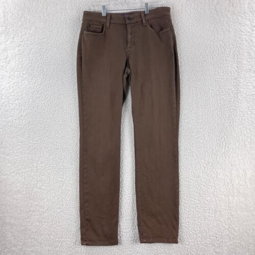 NYDJ Brown Legging Flat Front Straight Leg Pants Womens Mid-Rise Stretch Size 10
