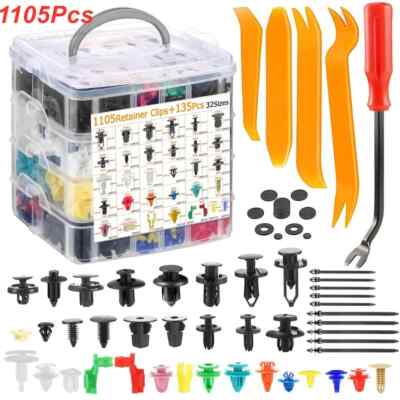 1105Pcs-100Pcs Plastic Car Fastener Clips Kit Mixed Car Bumper Door Trim Panel