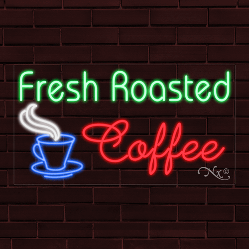 NEW "FRESH ROASTED COFFEE" w/LOGO 33x18x1 INCH LED FLEX WINDOW INDOOR SIGN 31714 - Picture 1 of 1