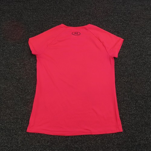 Under Armour Shirt Girls Medium Pink HeatGear Short Sleeve Breathable Youth - Picture 7 of 8