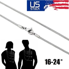 Men&Women's 925 Sterling Silver Tarnish-Free Italian Snake Chain Necklace 16-24"