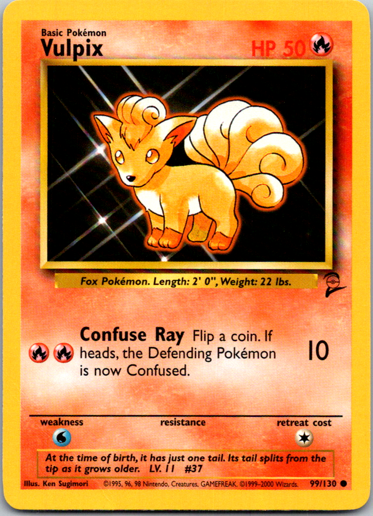 Vulpix 99/130 - Common - Vintage 2000 English Base Set 2 Pokemon