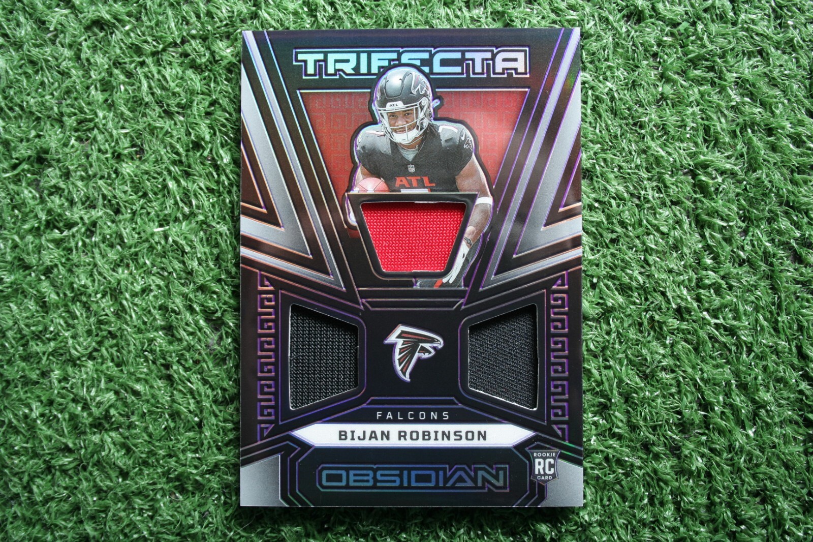 Bijan Robinson 2023 Panini Obsidian Trifecta #TRI-BRO Purple Electric Etch /75