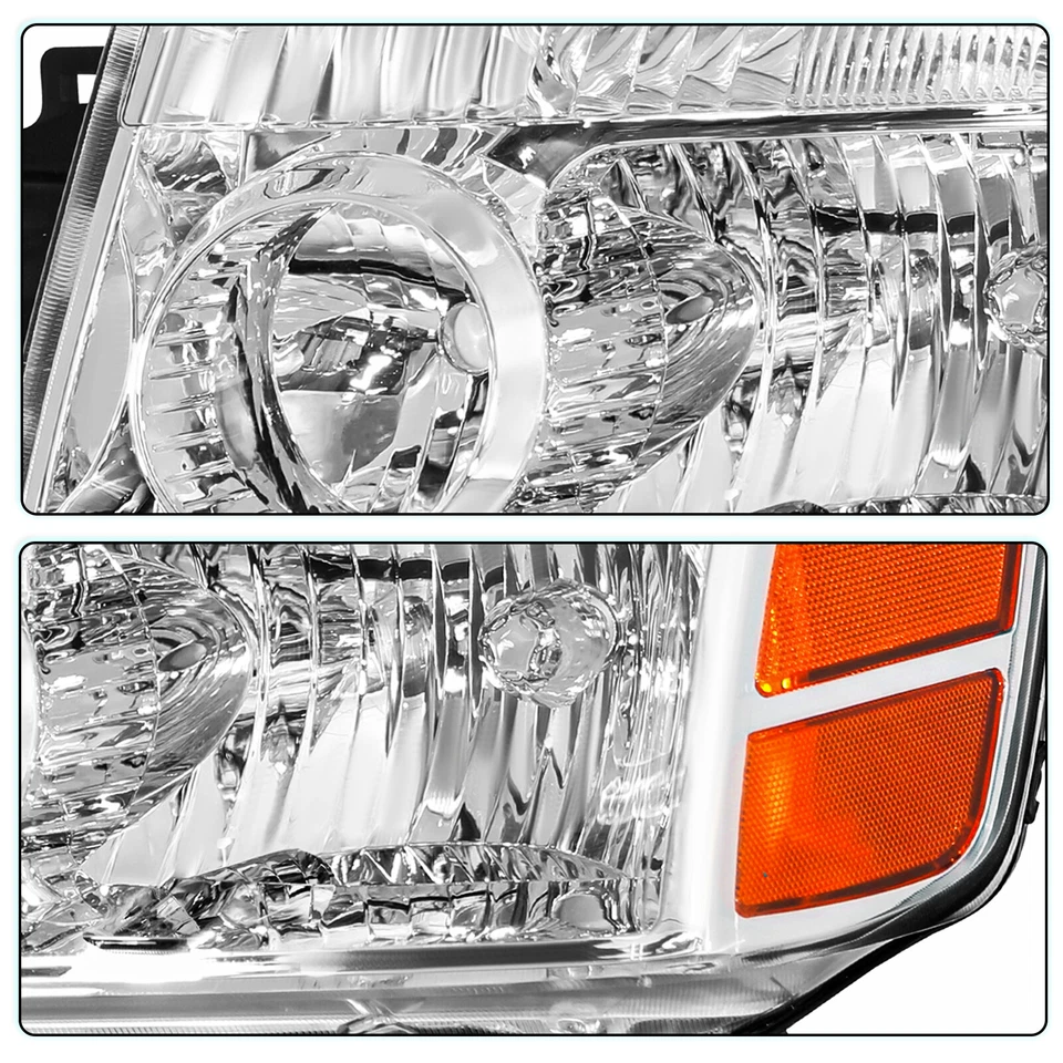 For 2004-2015 Nissan Titan/2004-2007 Armada Chrome Headlights Lamps Left+Right  - Image 4 of 4