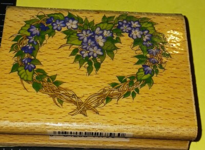 Flowered heart wreath, Donna Dewberry heart wreath, ,B287, , wooden stamp craft