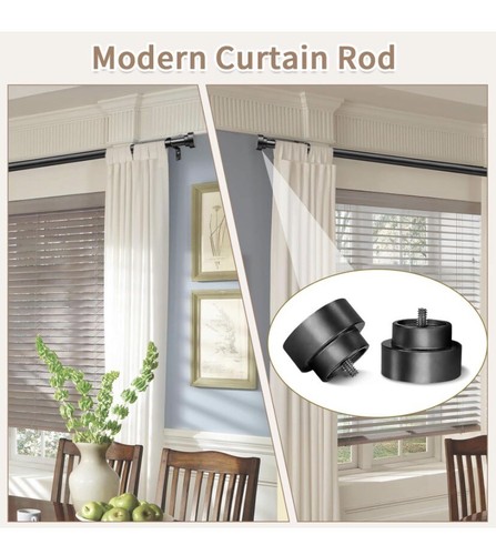 Curtain Rod for Windows 18 to 45 Inch,1 Inch Matte Black- 1 Pack - Picture 3 of 6