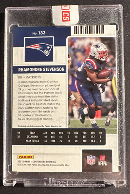 アナ ドリームボーン トレーディングカード 2021 Contenders Rhamondre Stevenson Rookie Auto Wild Card