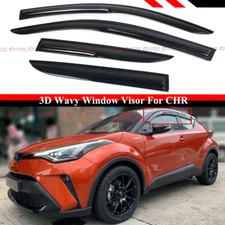 FOR 17-2022 TOYOTA CHR C-HR JDM 3D WAVY SMOKED WINDOW VISOR RAIN GUARD DEFLECTOR