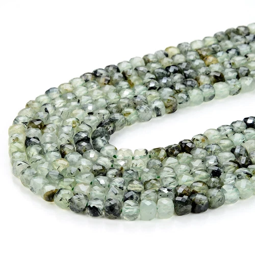 Cubo cuadrado micro facetado de 4 mm de piedras preciosas de frenita grado A cuentas sueltas (P22) - Imagen 1 de 3